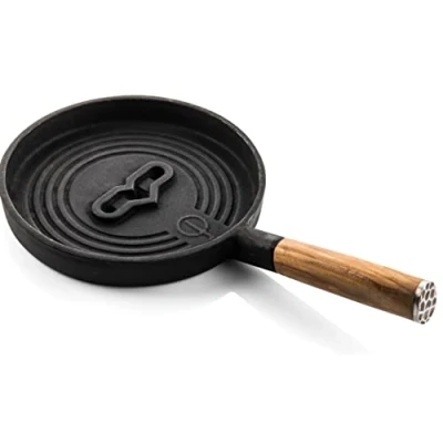 Imagen de Forged Churrasco Sartén para servir (hierro fundido, madera de oliva)
