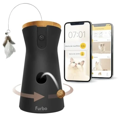 Imagen de Furbo Cámara para Gatos 360 con Paquete de Seguridad doméstica [Premium SUSCRIPCIÓN] App y hogar, Vista giratoria 360, visión Nocturna a Color, Seguimiento automático, etc.