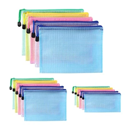 Imagen de Oderra Bolsas de Documentos A4+A5+A6 15 Pcs Bolsa Archivo Cremallera, Impermeable Carpeta fundas plastico para Viajes, Papelería Oficina, Organizar Cosméticos