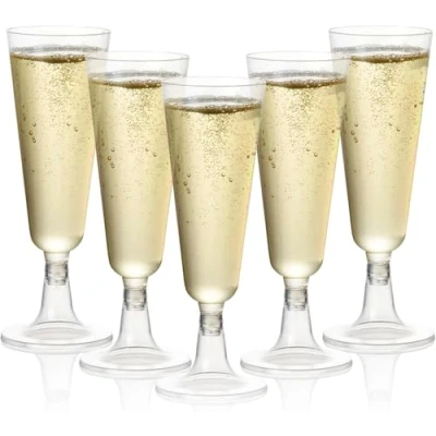 Imagen de MATANA 48 Copas de Champán Plástico, 150ml Plastico Duro, Vino Plastico, Cava Champagne Reutilizables para Cócteles, Postres, Bodas, Fiestas