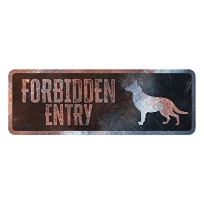 Imagen de D&amp;D Home, Panel de Avertición Atención al Perro, 40x13x0,3 cm, Versión en inglés, Fondo Negro, Señal Advertencia Metal Resistente óxido con Texto Divertido