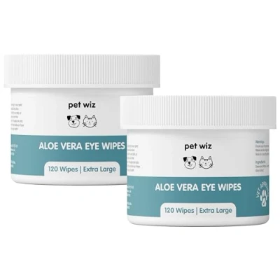 Imagen de toallitas para Ojos de Aloe Vera Limpiar Perros y Gatos Extra Grande Paquete Dos 120 por bañera (240 en Total)
