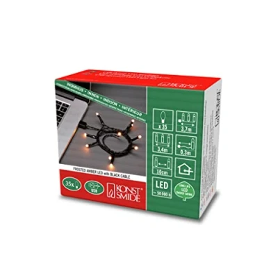 Imagen de Konstsmide Guirnalda de luces LED escarchada, 35 diodos ámbar, interior (USB), 2,24 W, cable negro, 1774 830