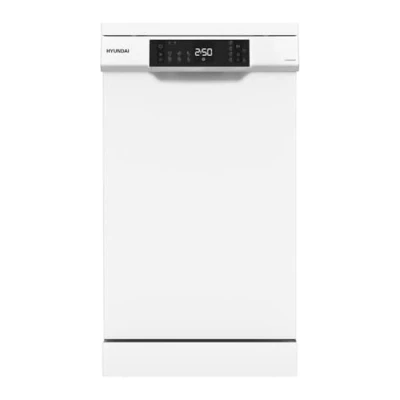 Imagen de Hyundai Lavavajillas 45cm Blanco HJ124500ED. 1900W, 10 Cubiertos, 2 Bandejas, 6 Programas, Display LED manual, Función Stop&amp;Go, Eficiencia Energética Clase E