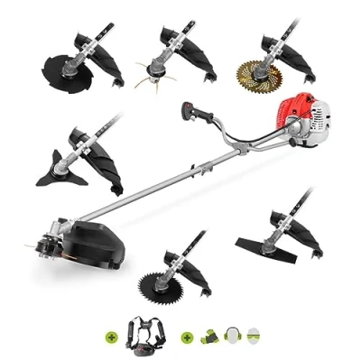 Imagen de GREENCUT GGT650X 7 desbrozadora de Gasolina 65cc y 4,9cv, Motor 2 Tiempos, con Accesorios Intercambiables, arnés Barra Divisible, en 1