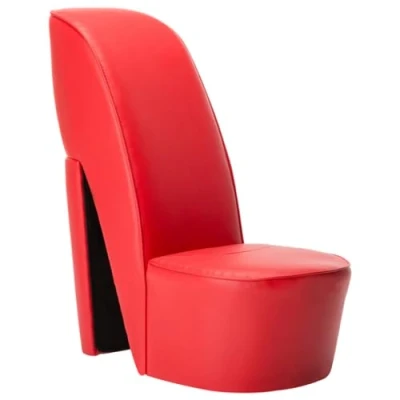 Imagen de vidaXL Sillón Forma de Zapato Tacón Cuero Sintético Mobiliario Decoración Estructura Robusta Duradera Elegante Tapizado Suave Cómodo Estabilidad Rojo
