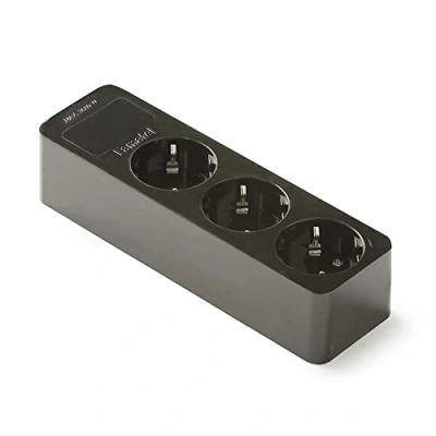 Imagen de FAMATEL Regleta de 3 tomas Sin Cable Hasta 3680W 16A 250V Protección Infantil Orientación a 45o Evita consumos fantasma Negro