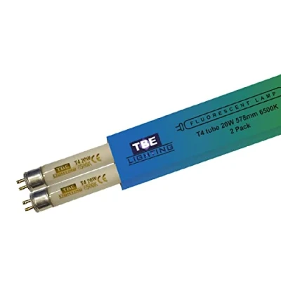 Imagen de TBE Lighting T4 lámparas de tubo fluorescente 20 W, 578 mm, 2 unidades, bombillas CFL, G5 pines, alta eficiencia, luz día blanca 6500 K