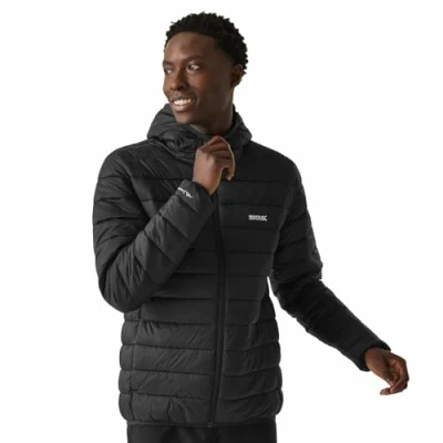 Imagen de Regatta Mens Hooded Marizion Water Repellent Padded Puffer Jacket Abrigo Acolchado, Black, S para Hombre