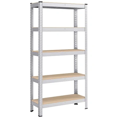 Imagen de SONGMICS Estantería Pesada de 5 Niveles, Acero, Montaje sin Herramientas, para Instrumentos, Garaje, Almacén, Trastero, Carga 650 kg, 30 x 75 150 cm, Plata GLR030E01