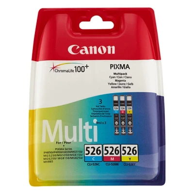 Imagen de CANON CLI 526, Cartucho de Tinta Original, Multipack, 3 Cartuchos Independientes, Color Magenta, Cian, Amarillo, Compatible con Impresoras Inyección PIXMA