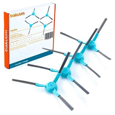 Imagen de BAKUUM Pack 4 cepillos, escobillas, para Cecotec Conga Series 4090, 4490, 4690, 5090, 5490, 6090 y 7090 IA. repuestos accesorios robot aspirador