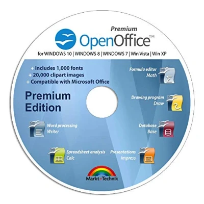 Imagen de OpenOffice Premium Edition for Windows 10 8 7 Vista XP PC Software and 1.000 New Fonts Free Email Support Alternative to Office Compatible with Word, Excel PowerPoint