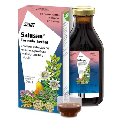 Imagen de Salus Salusan Complemento Alimenticio 250 ml Contribuye a la Relajación y Ayuda Conciliar el Sueño Contiene Extractos de Valeriana, Pasiflora, Melisa, Romero Lúpulo