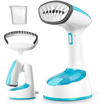 Imagen de Reemix Plancha Vertical Vapor, Diseño de Mano Plegable Vertical, Removedor Arrugas Ropa, Fuerte Vapor Penetrante, para el Hogar, la Oficina y los Viajes, 220V (Azul)
