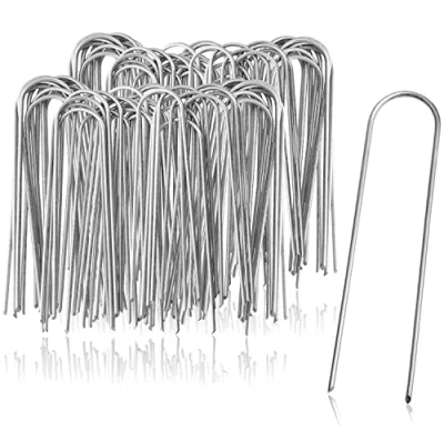 Imagen de com four® Anclajes de Suelo 100x Acero Revestido Piquetas robustas para Sujetar láminas y vellones Malas Hierbas jardín Camping (100 Piezas 150x25x3mm)