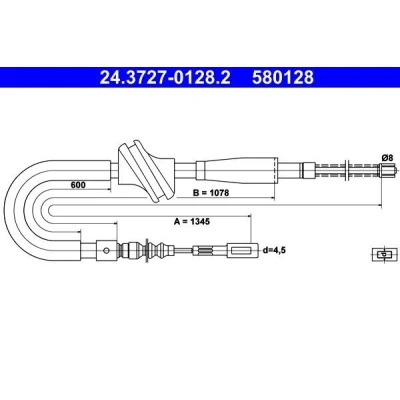 Imagen de ATE 24.3727 0128.2 Cable de Freno Mano 1345