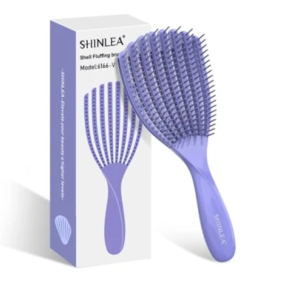 Imagen de Cepillo pelo SHINLEA para Desenredar el Cabello Rizado,Cepillo con Ventilación Secar y Peinar Elimina los Nudos,Cepillo Antitirones Mujere,Hombre Niño(Morado)