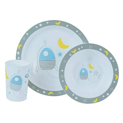 Imagen de FUN HOUSE 005668 ESPACE FUSEE Juego de comidas para microondas, incluye 1 plato 22 cm diámetro, cuenco 16 y vaso 220 ml niños