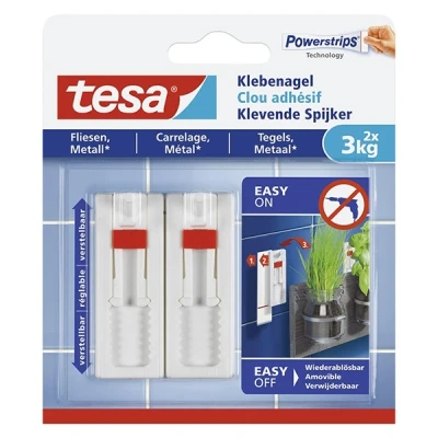 Imagen de tesa 77764 00000 00 Clavo Adhesivo Ajustable, 3 kg, Set de 2 Piezas
