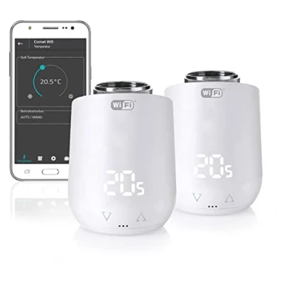 Imagen de Eurotronic 700200 Comet WiFi 2021 termostato de radiador (calefacción a través WLAN, para el Control móvil la Temperatura, Accesorios Smart Home, Paquete 2)