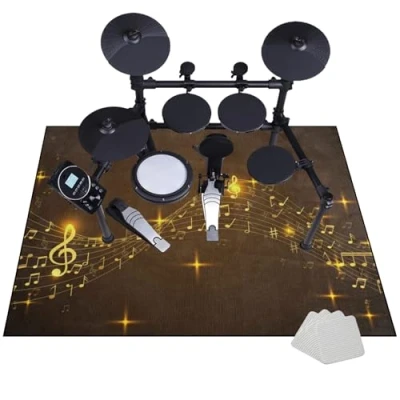 Imagen de JaevKwzy Alfombrilla Insonorizada Batería de Jazz Alfombra Bateria Electronica para Acustica Tambor Alfombras Rectangulares Antideslizantes 110 x 80 cm