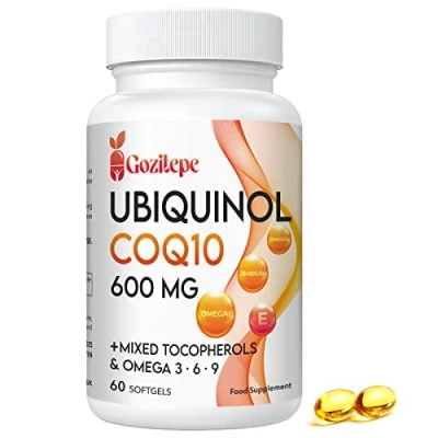 Imagen de Ubiquinol CoQ10 600 mg cápsulas blandas con Omega 3, 6, 9 y vitamina E, 30 raciones Suplemento de coenzima Q10 para una mayor absorción (60 unidad (Paquete 1))