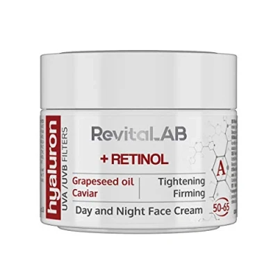 Imagen de RevitaLAB Hyaluron Anti Aging Day and Night Cream, Enriched with Retinol, Caviar Red Grape for Ages 50 65, ml