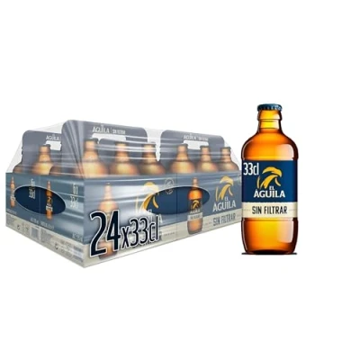 Imagen de El Aguila Sin Filtrar Cerveza Lager Especial Caja 4 Pack Botella, 6 x 33cl