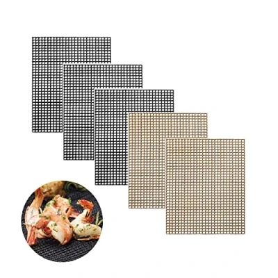 Imagen de Gurxi 5 Piezas Alfombrillas De Malla Para Barbacoa, Estera Parrilla Non Stick Bbq Grill Mesh Mat,Grill Reutilizables Asar a Cocinar 40 x 33 Cm