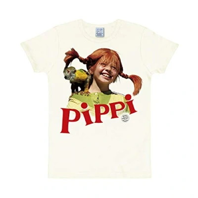Imagen de Logoshirt Pippi Calzaslargas y Señor Nilsson Camiseta Slim Fit Blanco Antiguo Diseño Original con Licencia, Talla L