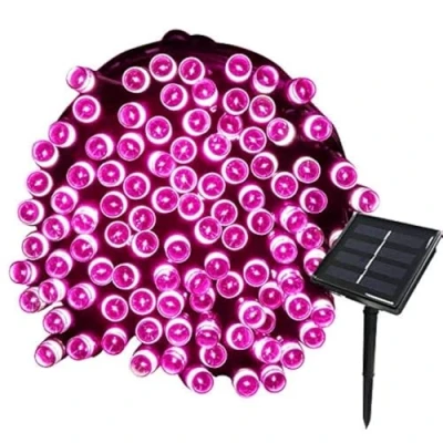 Imagen de Tuokay 22M Guirnalda de Luces Energía Solar 8 Modos 200 LED Cadena Impermeables para Decorar Patio, Jardín, Terraza, Boda, Fiesta, Navidad (Rosa)
