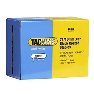 Imagen de Tacwise Grapas de tapicería negras galvanizadas 0373, tipo 71/10 mm, negras, paquete 20 000