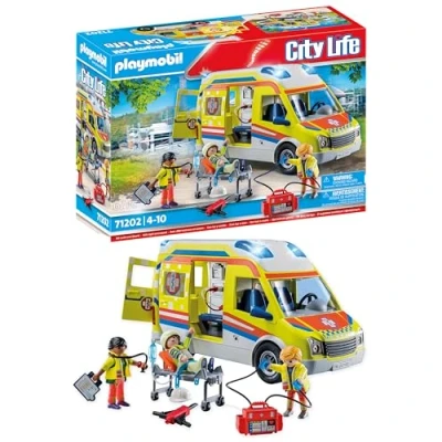 Imagen de Playmobil CITY LIFE Ambulance MET Licht EN Geluid 71202 Cochecitos de juguete para niños, Talla: One Size, Multi coloured