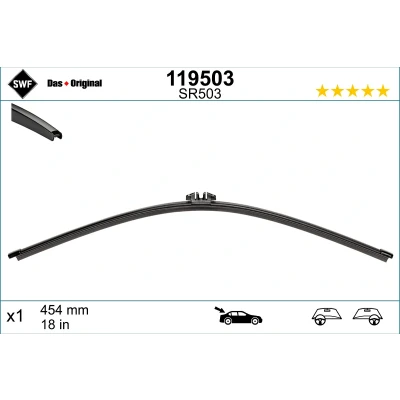 Imagen de Limpiaparabrisas Swf Visioflex Rear 119503 455mm posterior Sin marco VOLKSWAGEN: Multivan 5 (7HM, Transporter Bus,