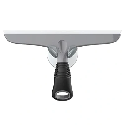 Imagen de MR.SIGA Rasqueta de Silicona Multiusos para Ventana, Cristal, Puerta Ducha, Parabrisas Coche, rasurador Ventana Resistente, Incluye Gancho Ventosa, 10 Pulgadas, Gris y Negro, 1 Paquete