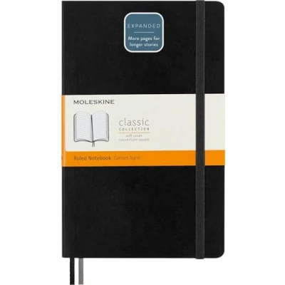 Imagen de Moleskine Classic Expanded Ruled Paper Notebook Soft Cover and Elastic Closure Journal Color Black Size Large 13 x 21 A5 400 Pages