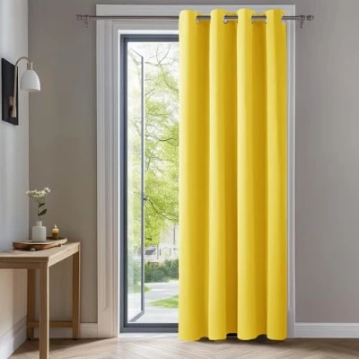 Imagen de Deconovo Cortinas Dormitorio Salon Opacas Moderna con Ojales, Termicas Aislantes Frio y Calor 140x240 cm(Ancho x Alto) Amarillo Mostaza, 1 Pieza