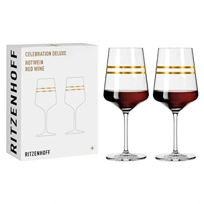 Imagen de Ritzenhoff 6141001 Copa de vino tinto 400 ml Serie Celebration Deluxe Set No. 1, 2 piezas con oro auténtico Made in Germany