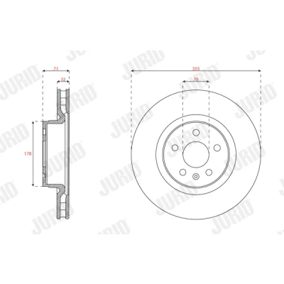 Imagen de JURID 563660JC 1 Disco de freno 355 32 5 120 ventilado revestido sin tornillos TESLA: Model S