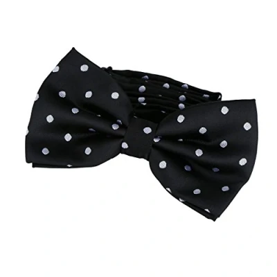 Imagen de DonDon Pajarita para Hombre de lunares negro elegante con gancho nudo y ajustable
