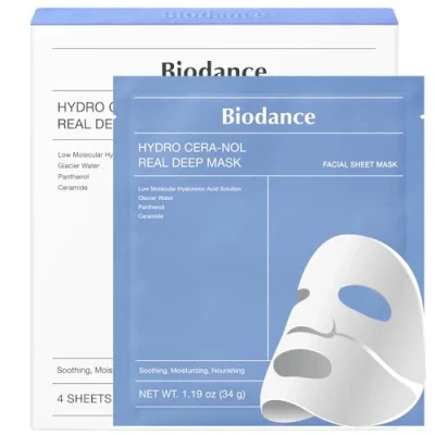 Imagen de BIODANCE Hydro Cera nol Real Deep Mask, Máscara de hidrogel para la noche, calmante, hidratante, nutritiva, 34 g x 4 piezas