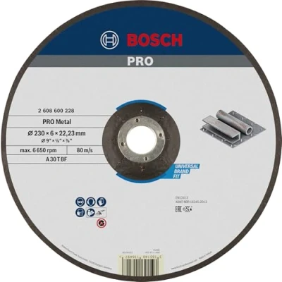 Imagen de Bosch 2 608 600 228 Disco de desbaste acodado Expert for Metal A 30 T BF, 230 mm, 6,0 mm (Pack 1)