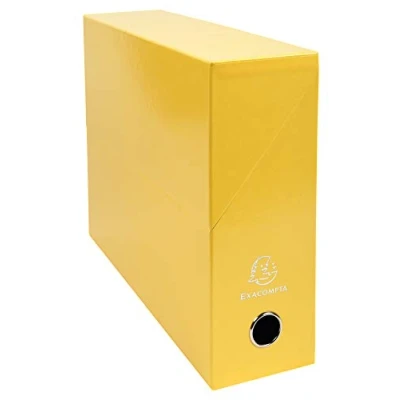 Imagen de Exacompta 89928E Juego de 5 cajas transferencia Iderama en cartón laminado, robustas y resistentes, 24 x 32 cm, ideales para sus documentos formato A4, dorso 90 mm, amarillo