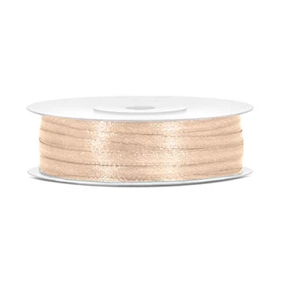 Imagen de Cinta de satén poliéster con lazo y embalaje regalo 6/12/25/38/50/100 mm x 25 m (Tamaño 3mm 50m Color Crema)