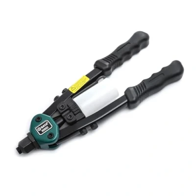 Imagen de SATA ST90502 Remachadora de Dos Manijas, 330 mm, con Cuerpo Acero Resistente y Botella Recolección Plástico Acoplada Directamente a la Herramienta.