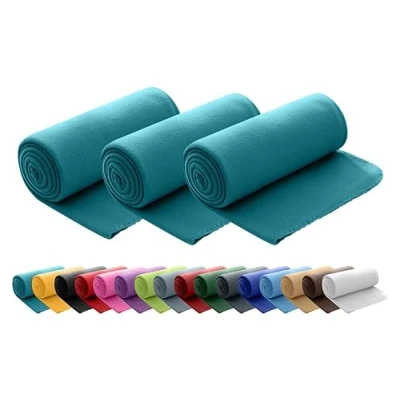 Imagen de wometo OekoTex Juego de 3 mantas forro polar (130 x 160 cm, aprox. 400 g, antibolitas y borde), color turquesa