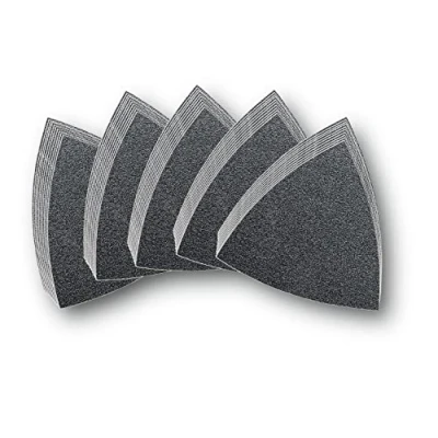 Imagen de FEIN Set de 50 hojas lija no perforadas, 10 x grano 60 80 120 180 240 corindón, fijación rápida por velcro, para el uso universal lijado grueso a lijado, ligado conresina sintética