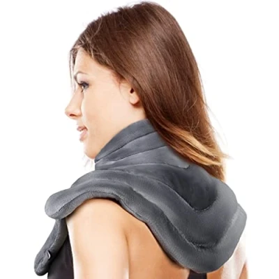 Imagen de ICEHOF Cojín de calor para cuello y hombros con lavanda, microondas, duradero gracias a las perlas arcilla natural, incluye aromaterapia, forma ergonómica