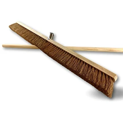 Imagen de Cepillo de Taller Tipo barrendero Uso Exterior Longitud 100 cm Cerdas Fibra Coco Natural Base Madera Soporte Metal atornillado Ø 28 mm con Mango Kibros 2090M